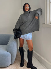 Patrizia Funnel Neck Knit Sweater Grey