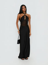 Rosario Halter Sheer Maxi Dress Black
