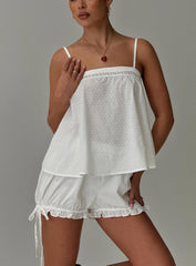 Invisible String Lace Sleep Top White