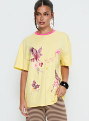 Wild Light Oversized Graphic Tee Yellow / Pink