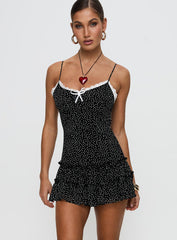 Yves Mini Dress Onyx Polka