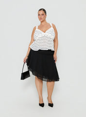Raydon Lace Trim Cami Top White / Black Polka Curve