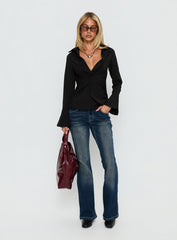 Serita Twist Detail Long Sleeve Shirt Black