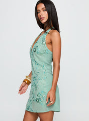 Telenova Halter Mini Dress Green