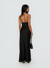 Rosario Halter Sheer Maxi Dress Black