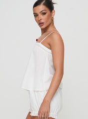 Invisible String Lace Sleep Top White
