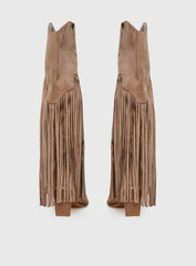 Like An Angel Faux Suede Tassel Knee High Boots Tan