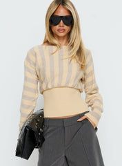 Finlea Cinched Long Sleeve Top Yellow Stripe