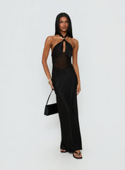 Rosario Halter Sheer Maxi Dress Black