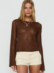 Evanne Long Sleeve Knit Top Brown