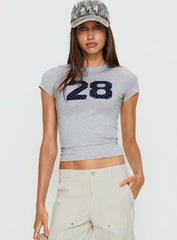Sutin Tee Grey Marle Polka Dot