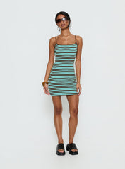 Rydar Scoop Mini Dress Blue / Chocolate Stripe