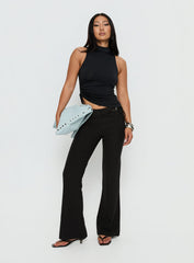Saveria Tie Detail High Neck Top Black