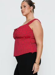 Garconne Top Red Polka Curve