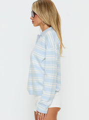Kerrey Collared Rugby Jersey Blue Stripe