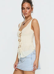 Naelina Sheer Tie Up Top Butter