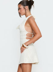 Kaimeila Halter Sequin Mini Dress Cream