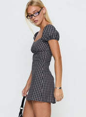 Sorynna Short Sleeve Playsuit Navy Check